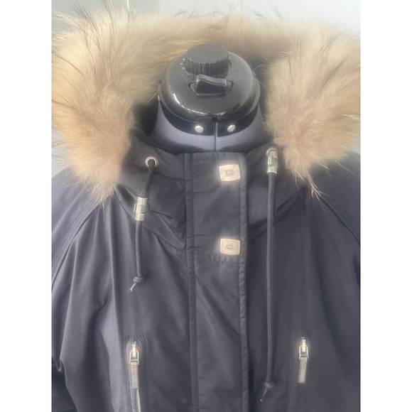 Vintage Metropolis Legacy Sz 14 Winter Parka Coat Black Tan Faux Fur Hood Lined - Picture 4 of 16